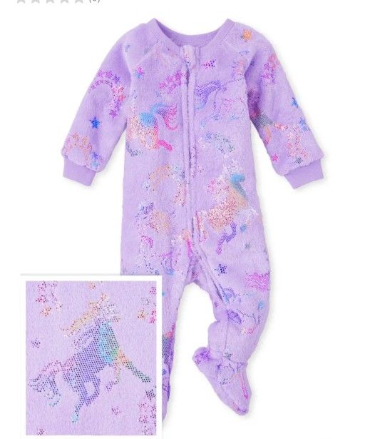 Brand New Never Opened 18-24 Months Fuzzy Unicorn Pajamas