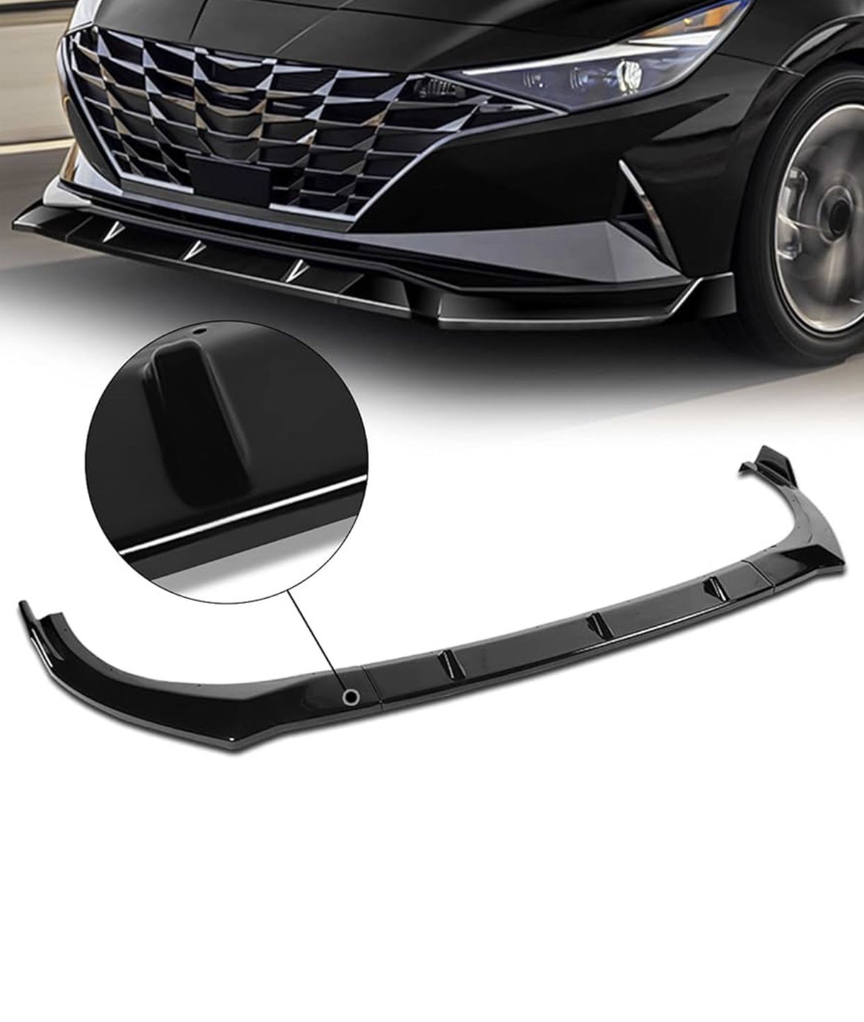 Hyundai Elantra Front Bumper Lip Black Glossy 21-22 