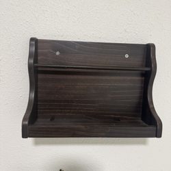 Two Brown Wooden Shelves 