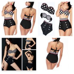 Vintage retro high waisted bikini set