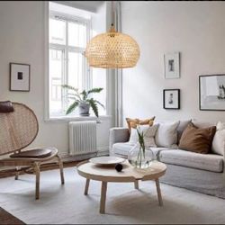 Wicker Rattan Dome Pendant Light, by ELE Light & Décor ( Brand New)