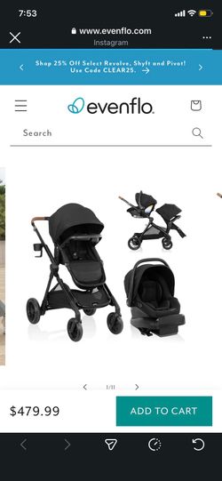 Evenflo Pivot Xpand NXT Modular Travel System, LiteMax NXT Car Seat, Coal Black