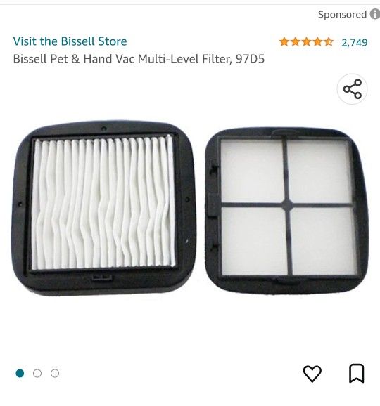 Bissell Pet & Hand Vac Multi-Level Filter, 97D5