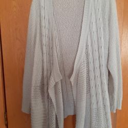 Womens 2XL Light Grey Cardigan Sweater 