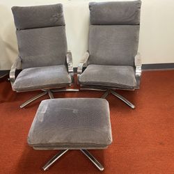 Vintage Tilt & Swivel Chairs & Foot Stool