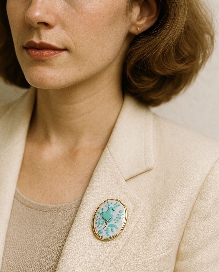 NWT Vintage 1980s Hand-Painted Porcelain Bird Brooch By Preylo, 1x1.5”