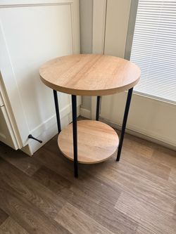 Modern Round End Table with Storage Shelf