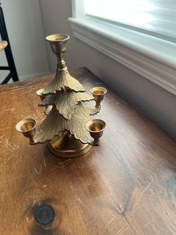 Vintage Solid Brass X-mas Tree Candelabra