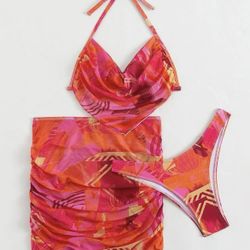 3 Pieces Print Bikini Set