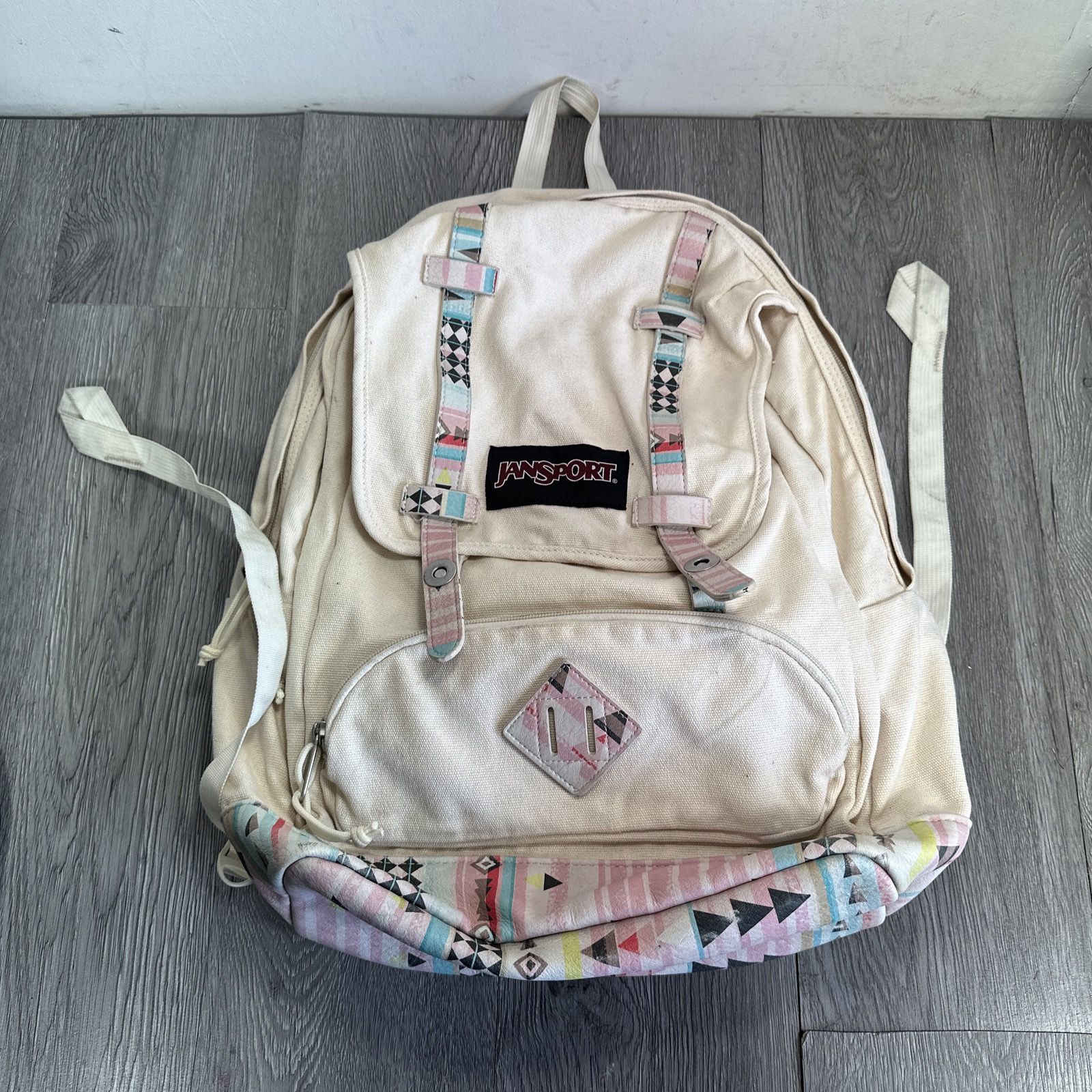 Vintage Jansport StrapsLeather Bottom Top Backpack Aztec Pink