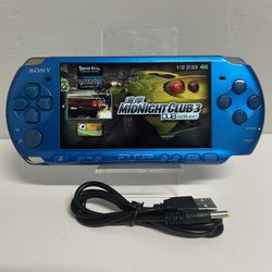 CFW Japan Imported Vibrant Blue PSP 3000 Tested 40+ Games + USB Charger