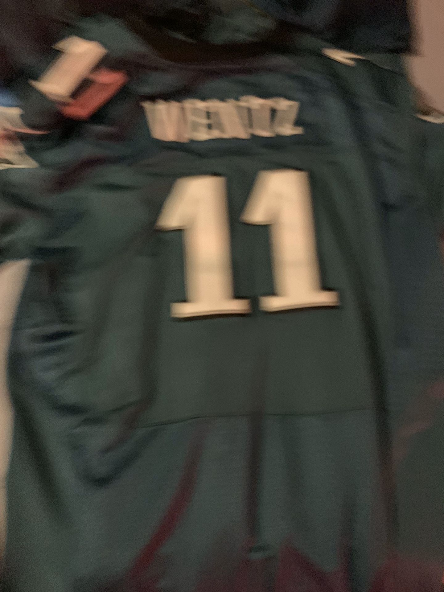 3XL stitched Wentz Jersey with super bowl patch
