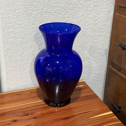 Cobalt Blue Glass Vase • 11” Tall