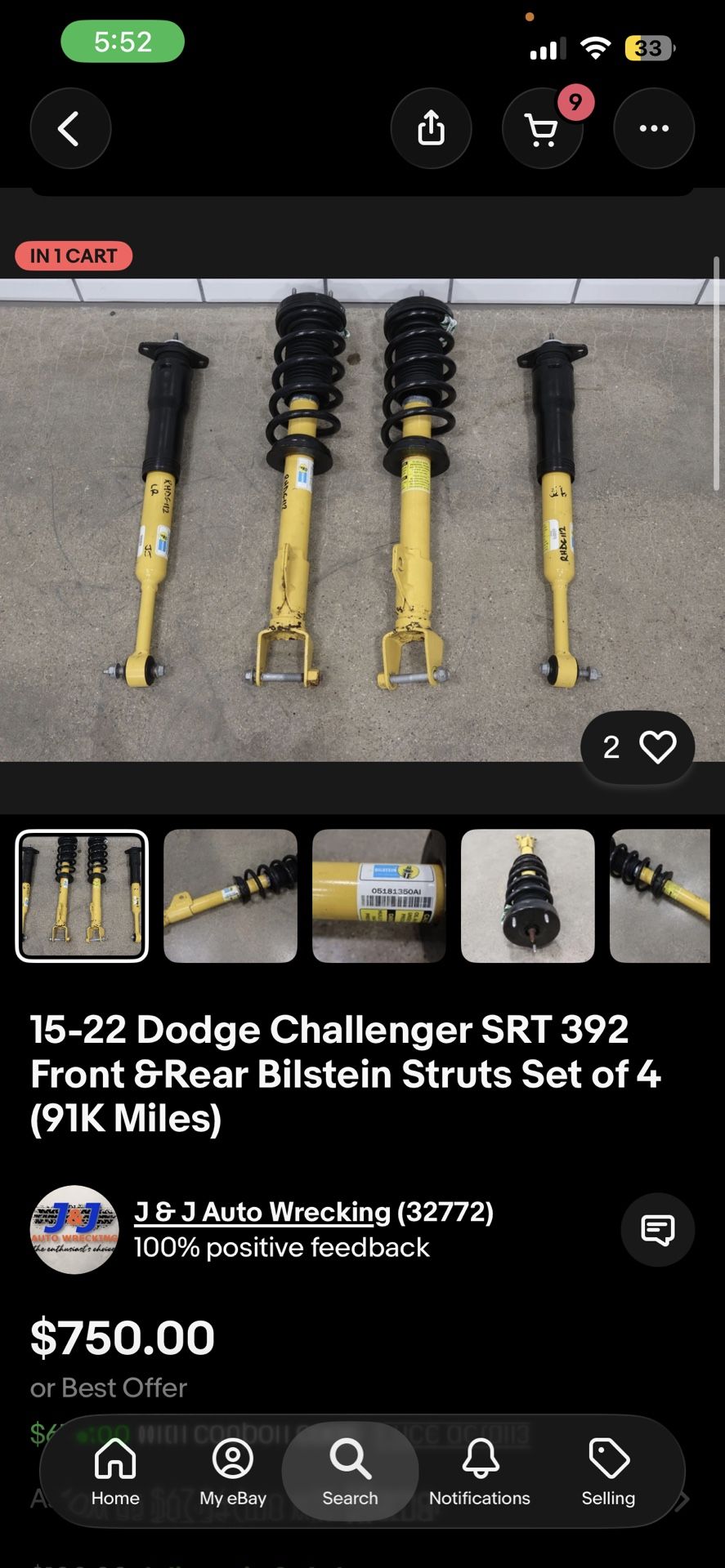 2020 Dodge Challenger Rt Bilstein Struts (like New)