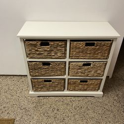 White Dresser With Wicker 