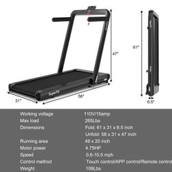 Costway 4.75HP 2 In 1 Folding Home Treadmill with Remote APP Control