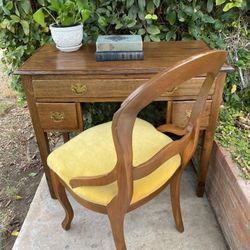 Antique Desk And Matching Queen Anne Chair 