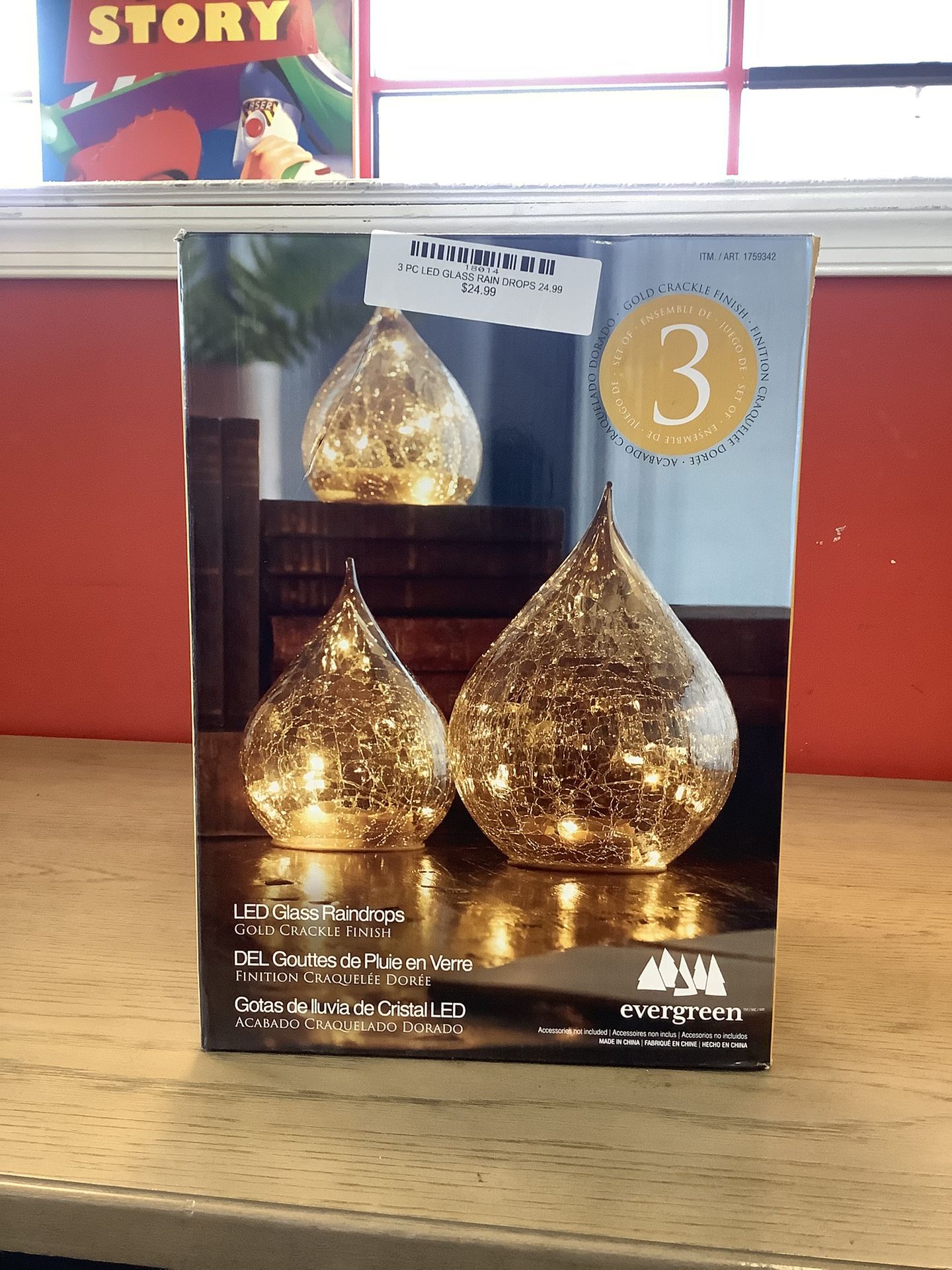 3Pc LED Glass Rain Drop