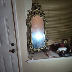  Vintage Rococo Style Large Statement Mirror With Rich Bronze Finish