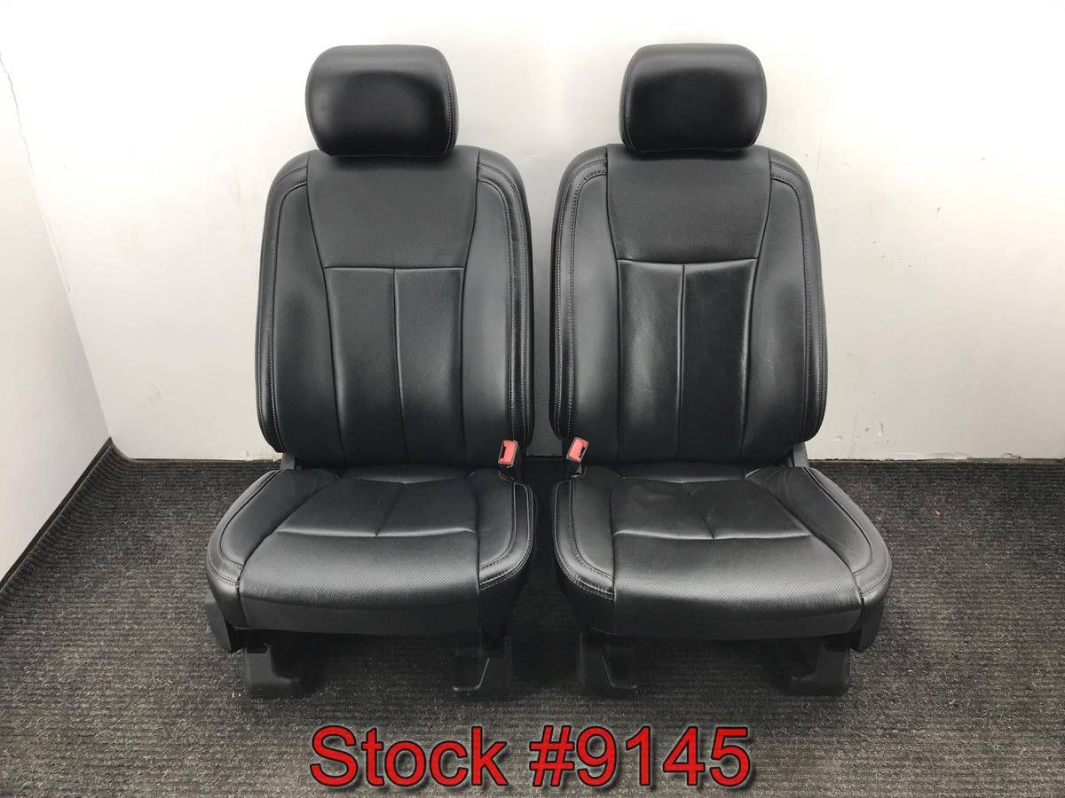 Black Leather 2018 Ford F150 Heated Cooled Front Bucket Seats Stock #9145