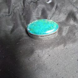 Antique Silver (Chrysocolla) Pill Box