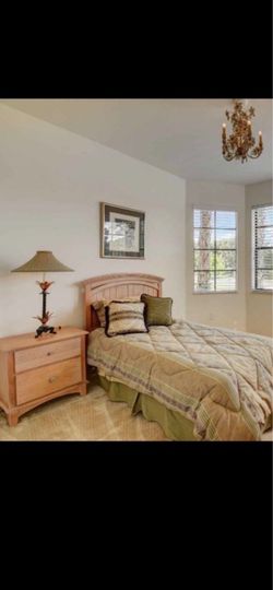 Twin bed with nightstand, frame, mattress , and box springs