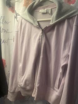 Liz Claiborne Soft Lavender Hoodie XL. Gray Hoodie Can Come Off