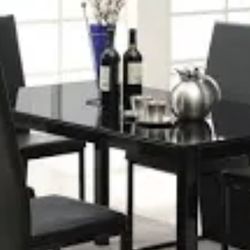 Kitchen Table Stealth Black Glass 