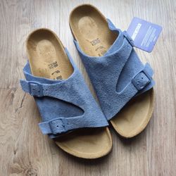 Birkenstock Zurich Suede Sandals Blue  NEW Size 11