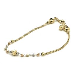 14K Yellow Gold Beaded Station Bracelet – 7-Inch Elegant Women’s Jewelry