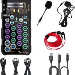 Small Handheld Sound Card Set for Podacsting, Broadcasting, Living, Singing, Recording,YouTube, TikTok