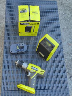 Ryobi Bluetooth radio and cordless drill