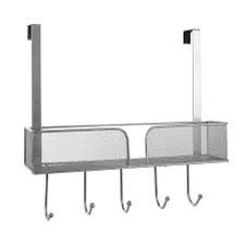 🧺 BINO “Lexington” Over-the-Door Basket with Hooks – Silver – Used