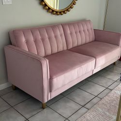 Pink Suede Couch 
