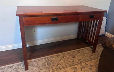 Mission Style Wood Writing Desk with Drawers
