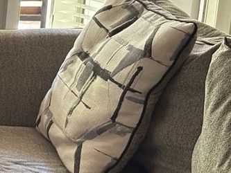 Grey and Black Patterned Accent Pillow