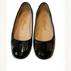 Ferragamo Varina Houndstooth Patent Leather Flats – EU 37