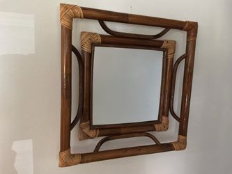 Vintage Bamboo Rattan Wall Mirror
