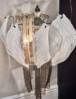 VINTAGE WHITE Leaf Table Lamp 31”H