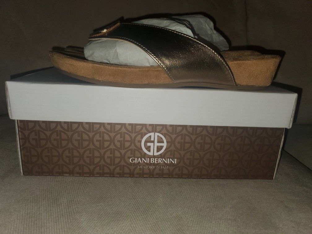 Giani Bernini Womens Rosahle Open Toe Casual, Oro, Size 8.0