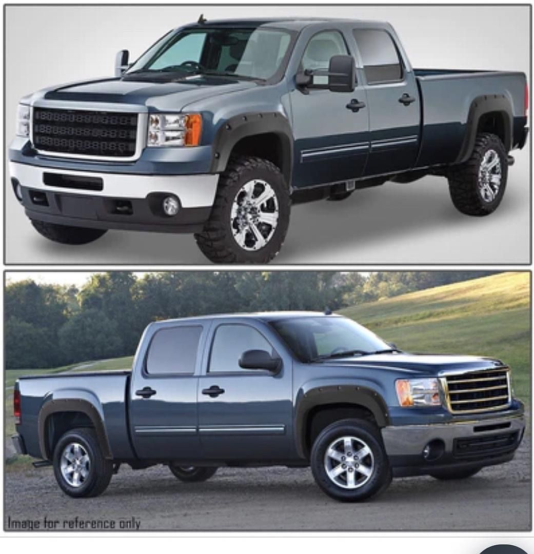 Printable Pocket-Riveted Wheel Fender Flares Compatible with 07-13 Sierra 1500/ 07-14 Sierra 2500HD & 3500HD 97.6" 78.7" 78" Fleetside Bed, Matte Blac