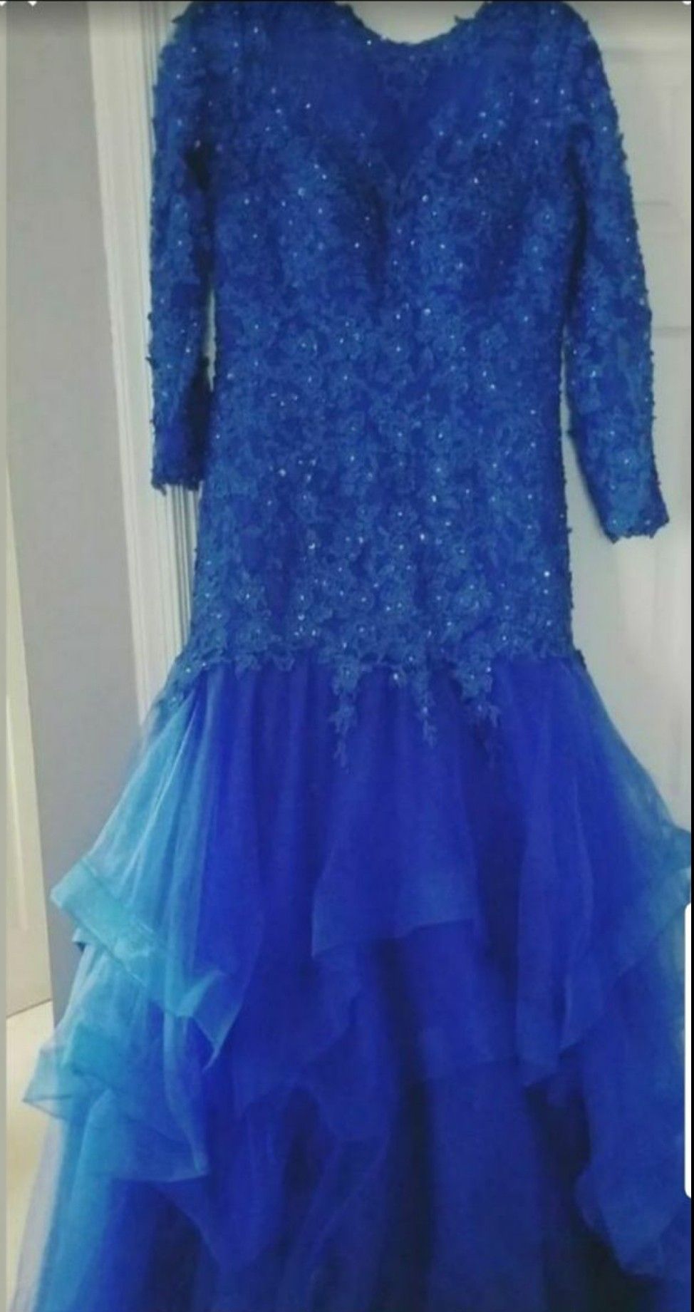 Blue size 16 xl ball gown wedding formal dress with train