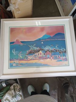 Large framed Jennifer Markes "Coconut Bay"  poster/print