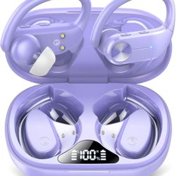 Ear Buds Bluetooth Headphones Wireless Earbuds 50hrs Playtime Sports Earhooks Earphones with LED Display IPX7 Waterproof Built-in Mic Over-Ear Headset