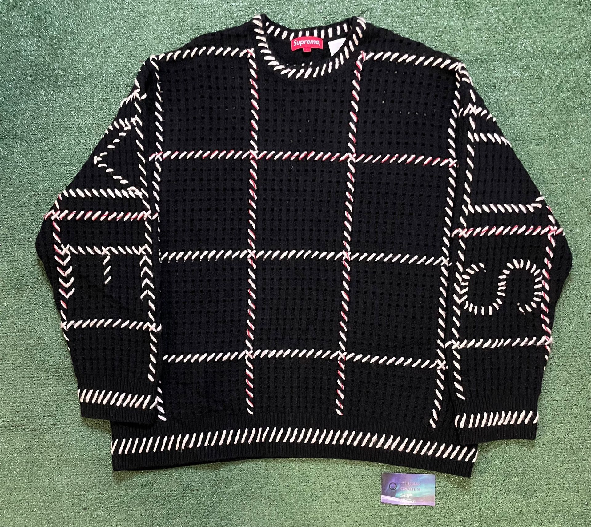 Supreme quilt stitch black sweater