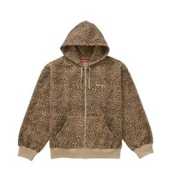 Supreme Men's Cheetah Pilled Zip Up Hooded Sweatshirt