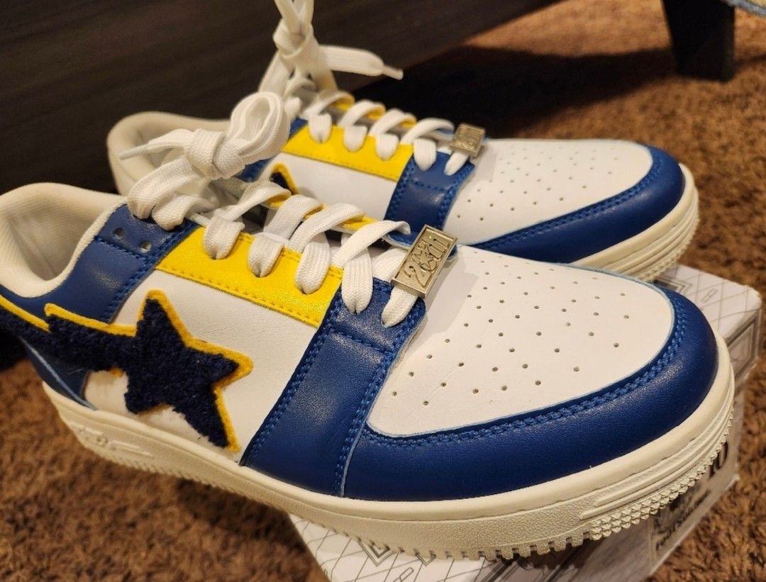 Bape Bapesta Low Patched Navy/Yellow/White Size 10