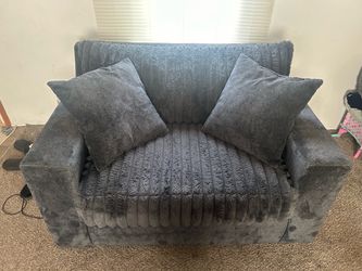 Oversized Gray Plush Accent Chair with Pillows