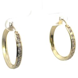 Woman’s Ladies 10k Yellow Gold Channel Set CZ Cubic Zirconia Hoop Earrings GP3120609