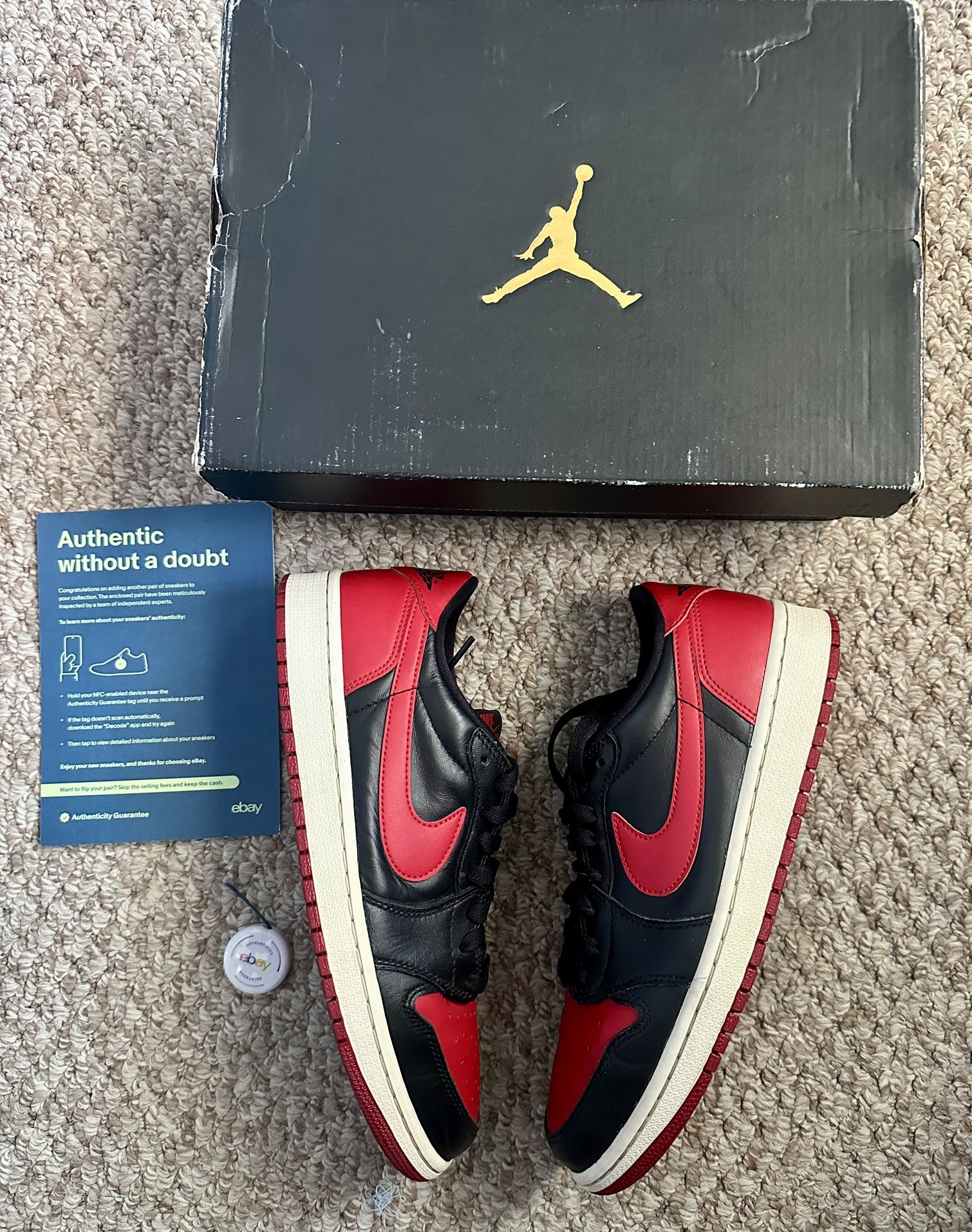 Nike Jordan 1 Og Big swoosh “Bred ” Size 9❤️🔥